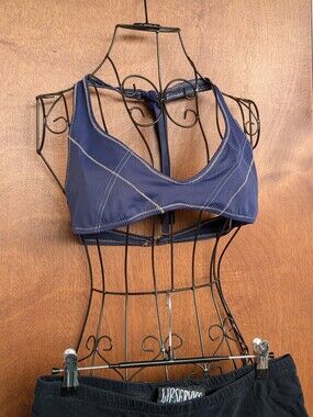 PacSun Navy Blue Halter Tie Bikini Top